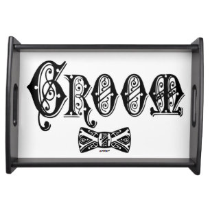 Groom with Bow Tie Black Type Serving Tray