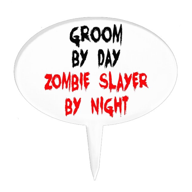 Groom Zombie Slayer Cake Topper (Front)