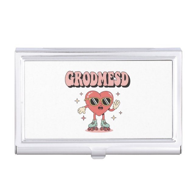 Groomed Cool Heart Character with Sunglasses on Ro Business Card Case (Front)