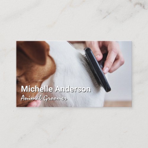 Groomer Combing Dog Hair Business Card
