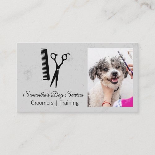 Groomer Cutting Dog Hair Business Card