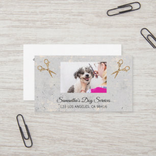 Groomer Cutting Dog Hair Business Card