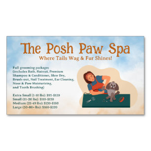 Groomer Shaving Dog Fur Business Card Magnet