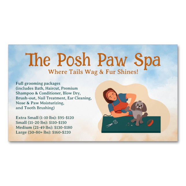 Groomer Shaving Dog Fur  Business Card Magnet (Front)