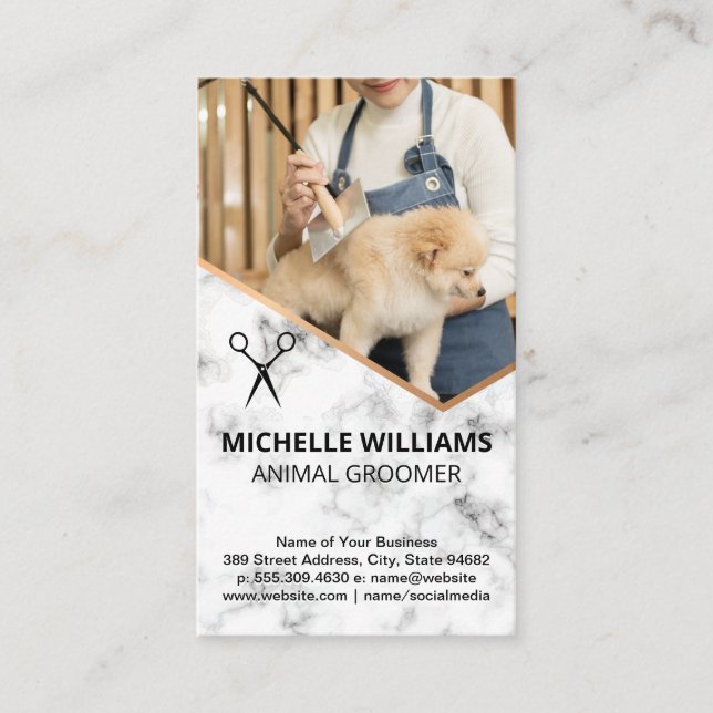 Groomer Shaving Doggie Business Card (Front)