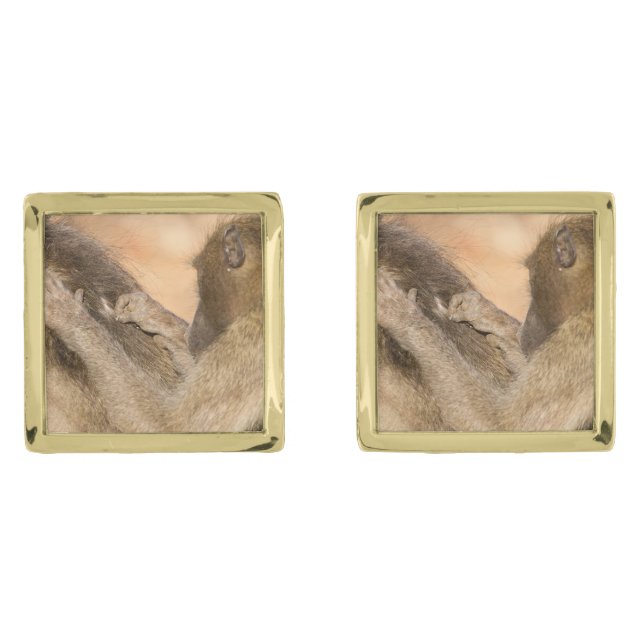 Grooming baboons cufflinks (Front)
