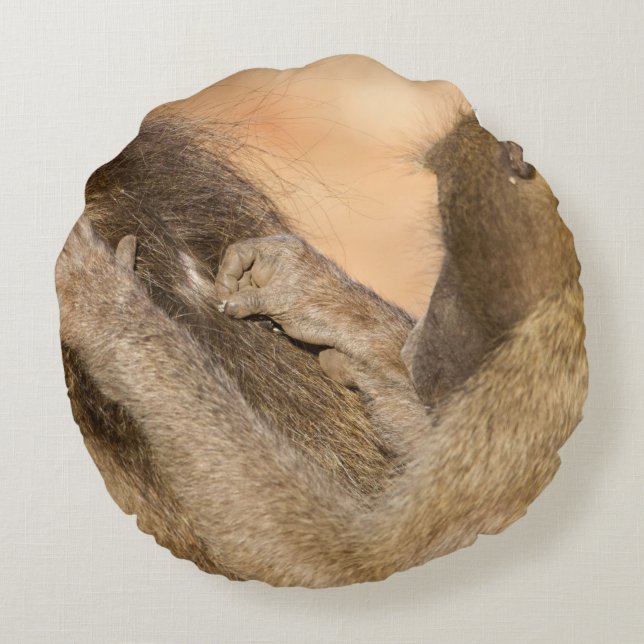 Grooming baboons round pillow (Back)