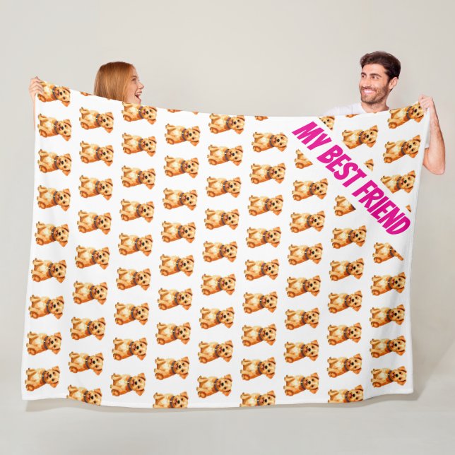 Grooming Pet Personalized Gold Elegant Collection Fleece Blanket (In Situ)