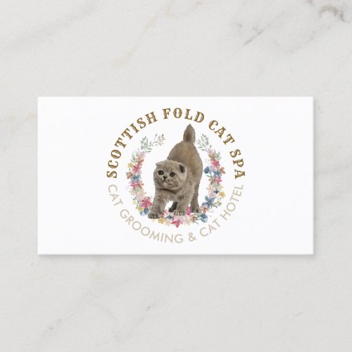 Grooming Salon Pet Spa Scottish Fold Cat Business Card