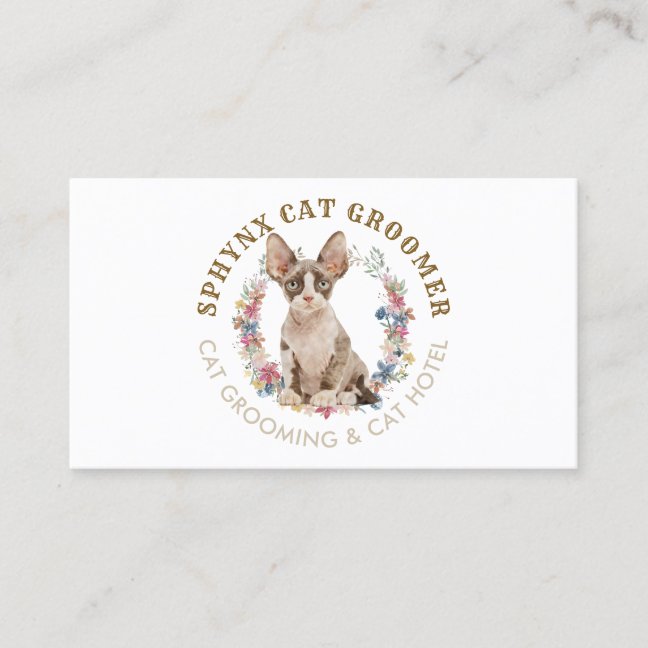 Grooming Salon Pet Spa Sphynx Cat Business Card