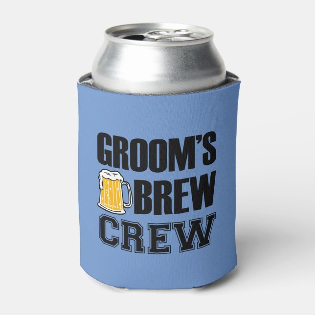 Groom's Brew Crew funny groomsman beer Can Cooler (Can Front)