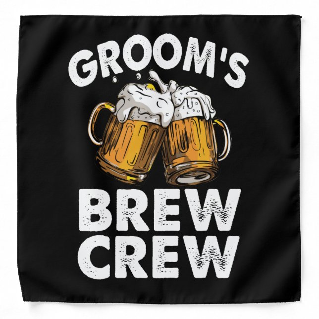 Groom's Brew Crew Funny Groomsmen Bachelor Party Bandana (Front)
