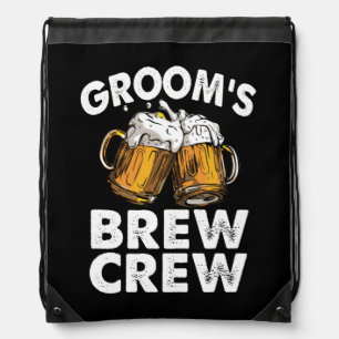 Groom's Brew Crew Funny Groomsmen Bachelor Party Drawstring Bag