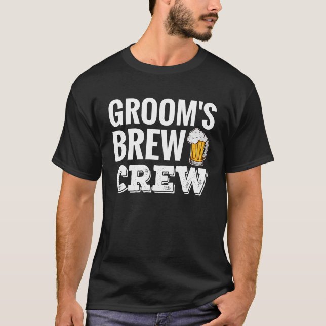 Groom's Brew Crew Funny Groomsmen Bachelor Party T-Shirt (Front)