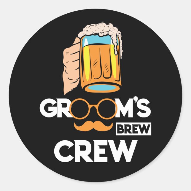 Groom's Brew Crew Groomsmen Bachelor Party Classic Round Sticker (Front)