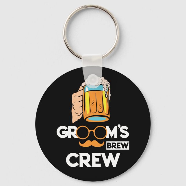 Groom's Brew Crew Groomsmen Bachelor Party Keychain (Front)