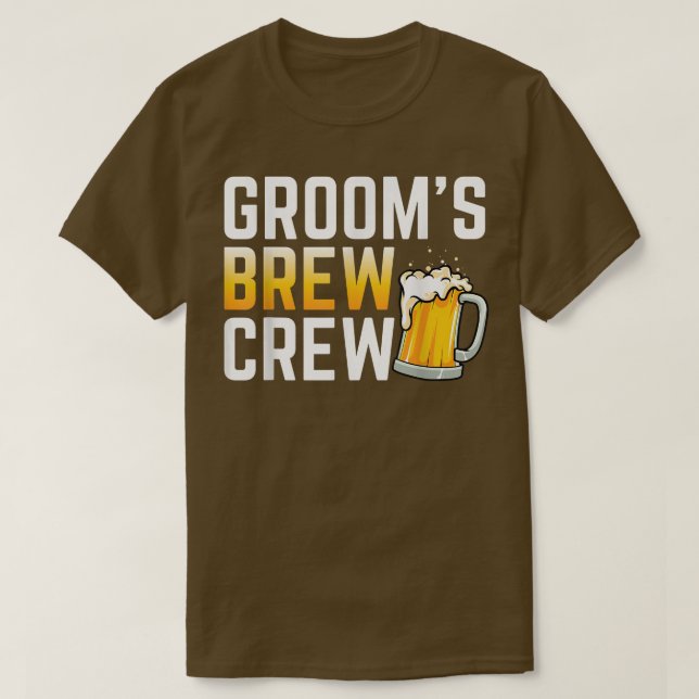 Grooms Brew Crew Wedding Groomsmen Beer Team Bache T-Shirt (Design Front)