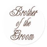 Groom's Brother Classy Browns Classic Round Sticker