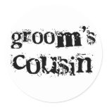 Groom's Cousin Black Text Classic Round Sticker