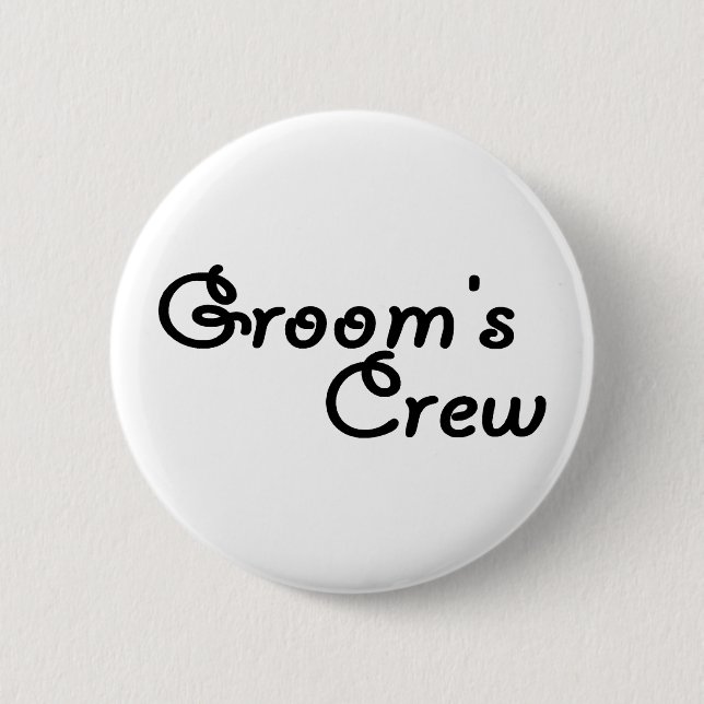 Groom's Crew (Blk) Pinback Button (Front)