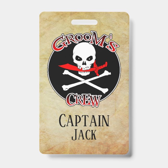 Groom's Crew Personalized Badge (Front)