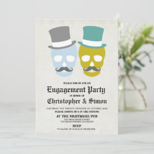 Grooms Day of the Dead Engagement Party Invitation