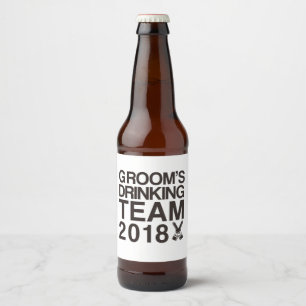 Groom's drinking team 2018 beer bottle label