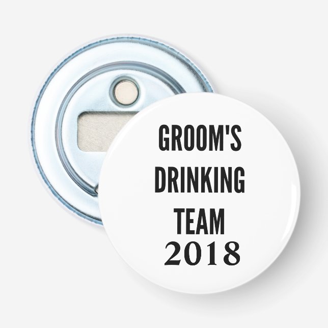 Groom's drinking team 2018 bottle opener (Front)