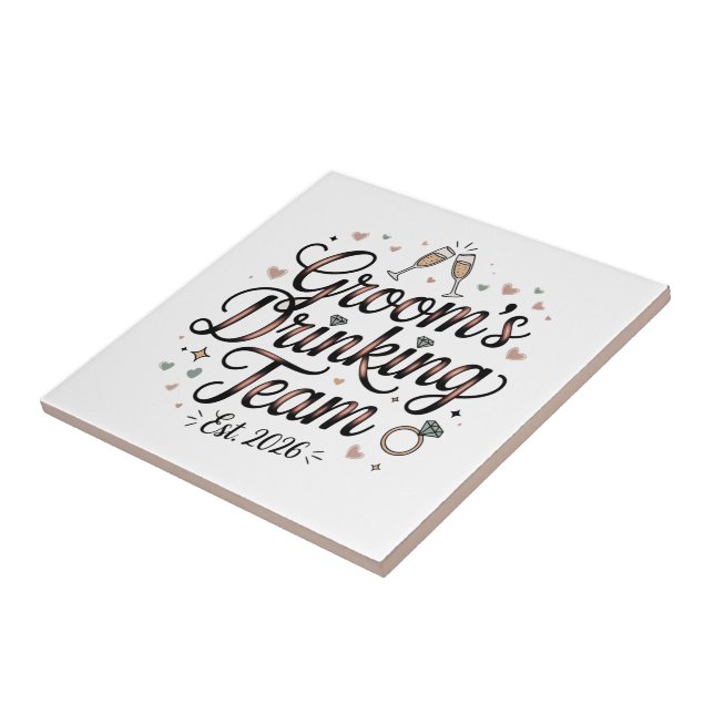 Grooms Drinking Team Ceramic Tile (Side)