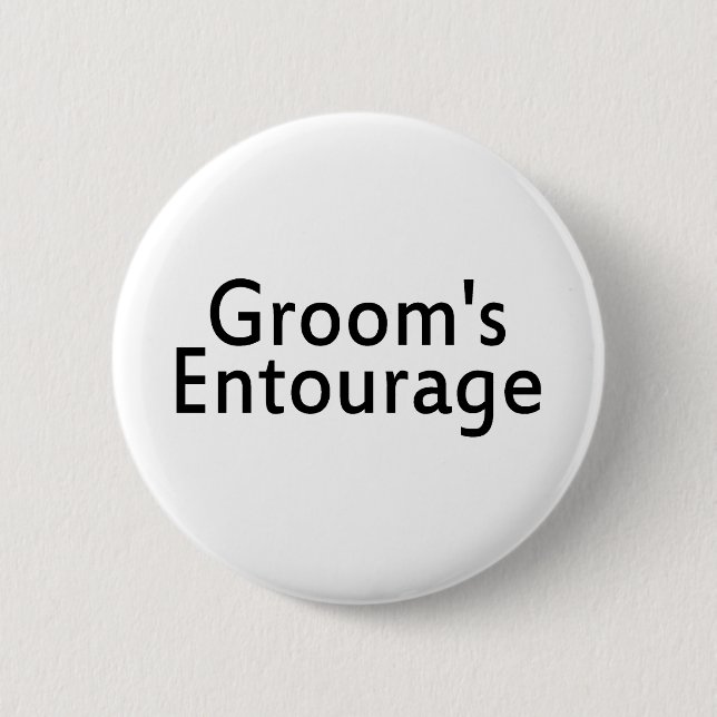 Grooms Entourage Black Pinback Button (Front)