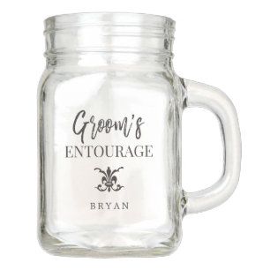 Groom's Entourage Groomsmen Mason Jar