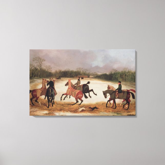 Grooms exercising racehorses canvas print (Front)