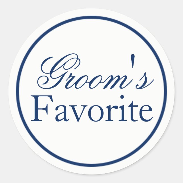 "Groom's Favorite" Wedding Favor Sticker - Navy (Front)