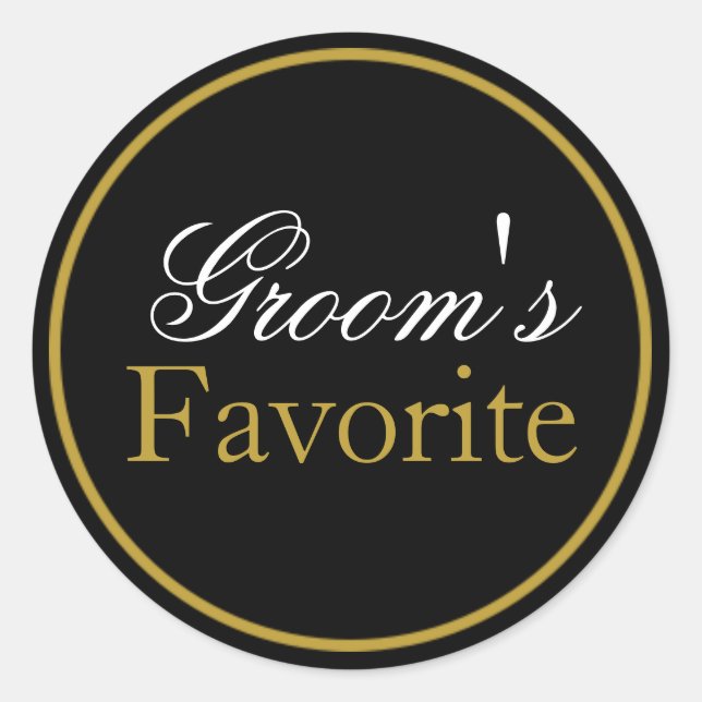 Groom's Favorite Wedding Sticker white Black Gold (Front)