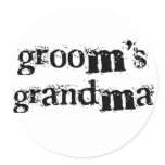 Groom's Grandma Black Text Classic Round Sticker