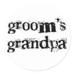 Groom's Grandpa Black Text Classic Round Sticker