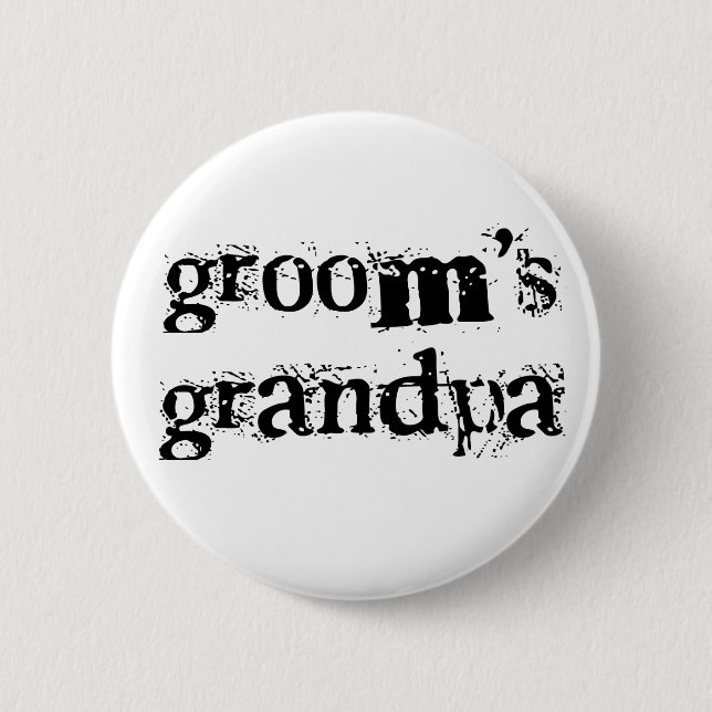 Groom's Grandpa Black Text Pinback Button (Front)
