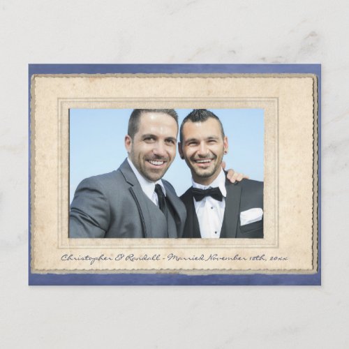 Grooms Husbands Union Gay Wedding Annoucement Postcard