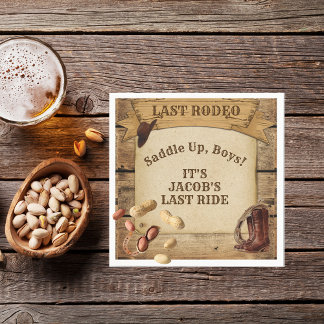 Groom's Last Rodeo Cowboys Saddle Up Boys Paper Napkins