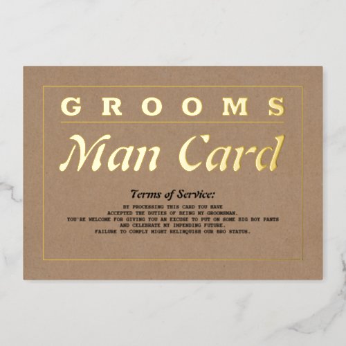 Grooms Man Card Terms of Service Funny Proposal