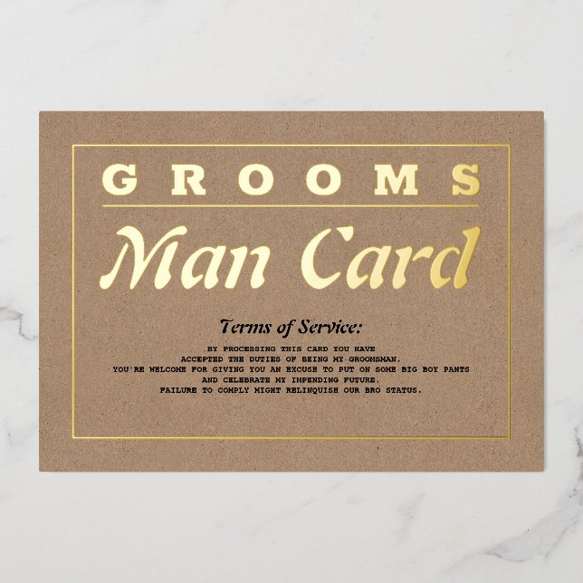 Grooms Man Card Terms of Service Funny Proposal (Front)