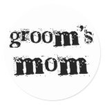 Groom's Mom Black Text Classic Round Sticker