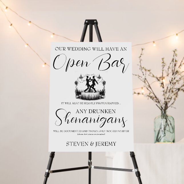 Grooms Open Bar Sign Foam Board (In Situ (Stand))