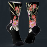 Grooms Pink Wedding Floral Bouquet on Black Socks<br><div class="desc">Perfect sock for the groom with this lovely,  colorful wedding floral bouquet on black. Design has matching tie and cufflinks.</div>