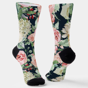 Grooms Pink Wedding Floral Bouquet on Black Socks