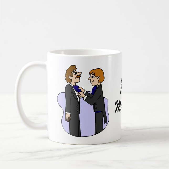 Grooms preparing for wedding coffee mug (Left)
