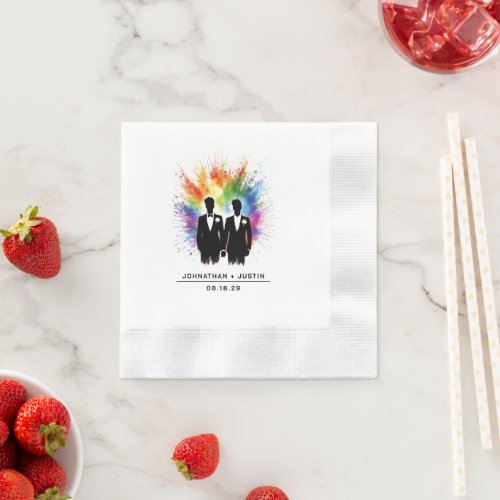 Grooms Rainbow Burst Wedding Napkins