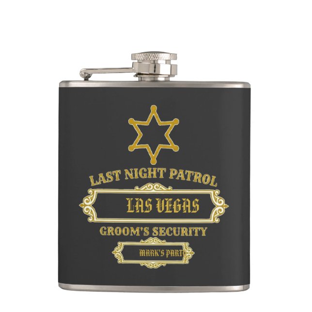 Groom's Security Last Night Patrol Flask (Front)