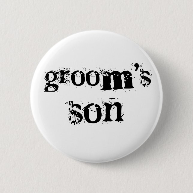 Groom's Son Black Text Button (Front)