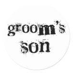 Groom's Son Black Text Classic Round Sticker